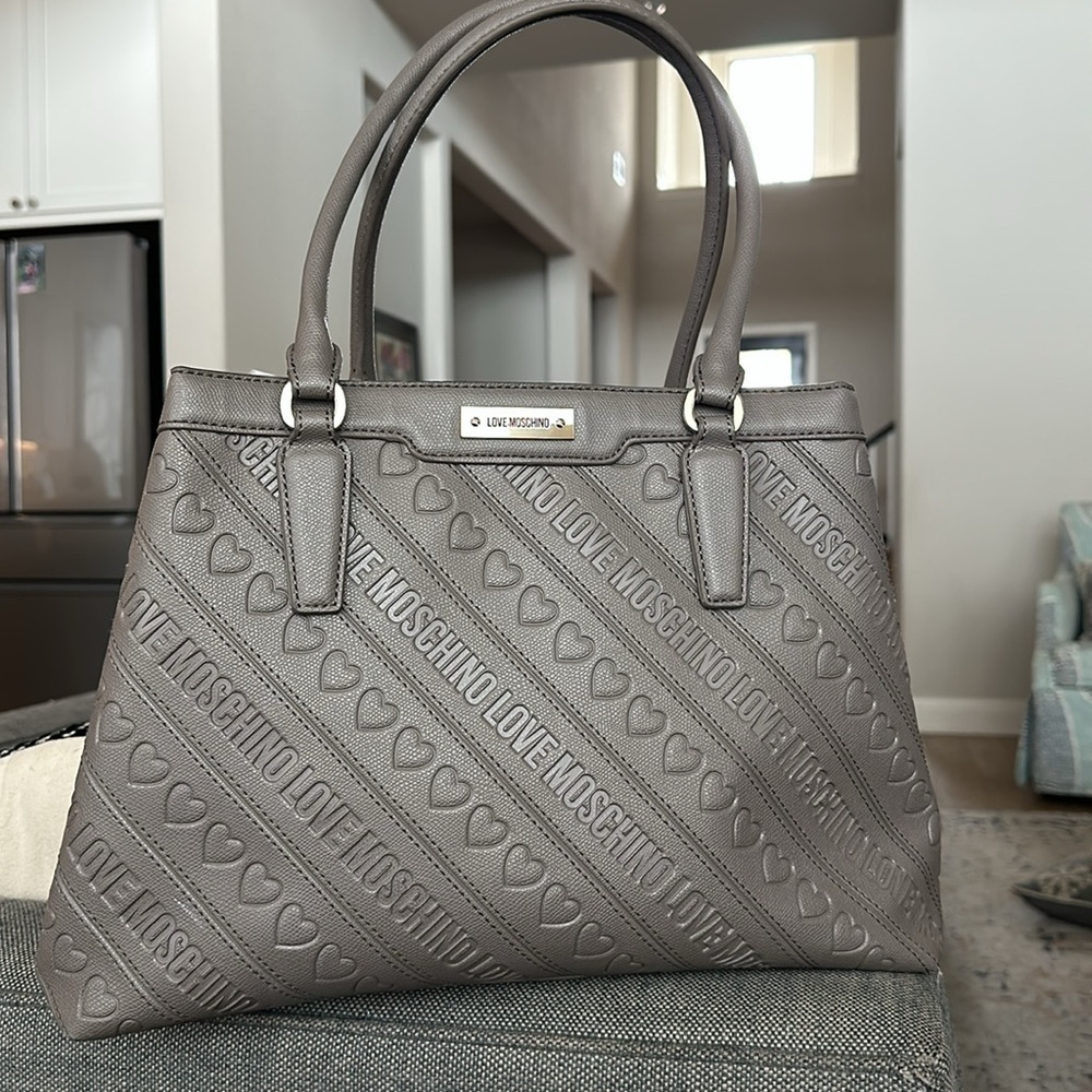 Love Moschino faux gray leather bag​